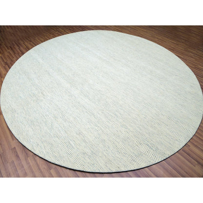 12'X12' Mushroom Gray Wool Hand Knotted Grass Design Round Oriental Rug