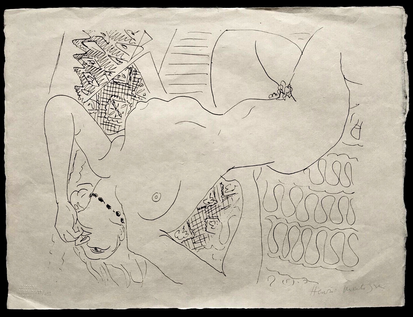 Henri Matisse Lithograph Coa Contract Signed By Hand Numbered In Pencil Crayon