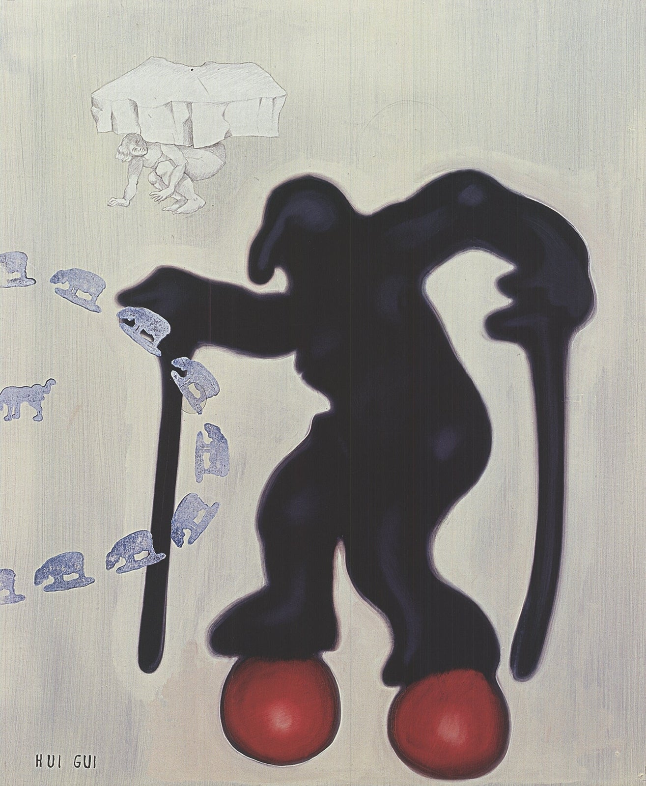 Jorg Immendorf Untitled (Hui Gui) Signed " Offset Lithograph