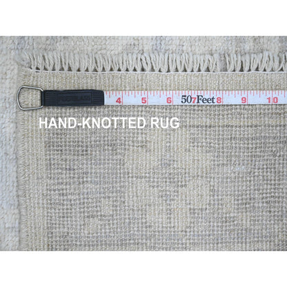 2'8"X19'5" White Afghan Angora Oushak Hand Knotted All Wool Runner Rug