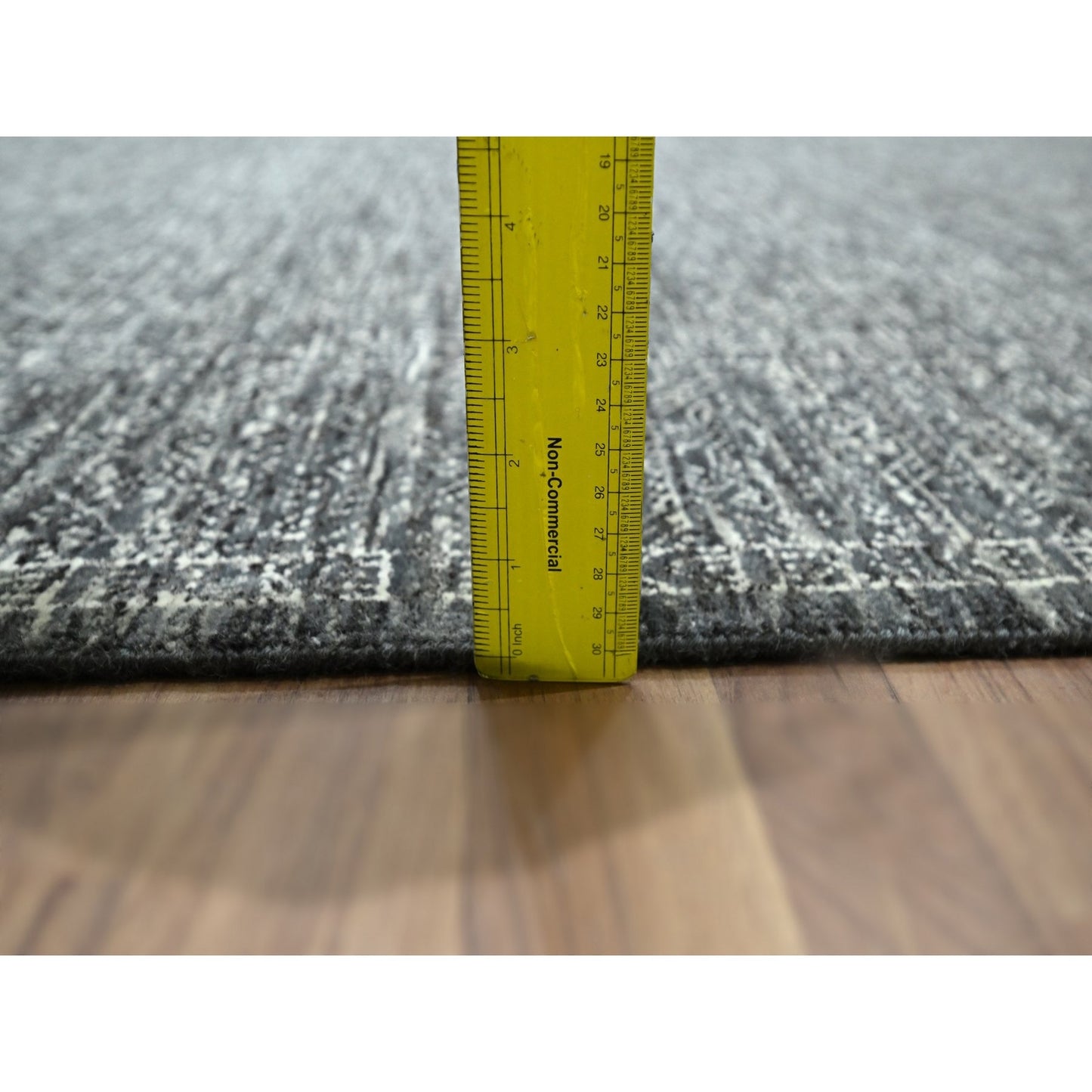 Rug 9'2"x12'1" Gray Geometric Garden Pattern Agra Hand Knotted Pure Wool