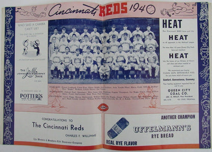 1940 World Series Program Cincinnati Reds Vs.