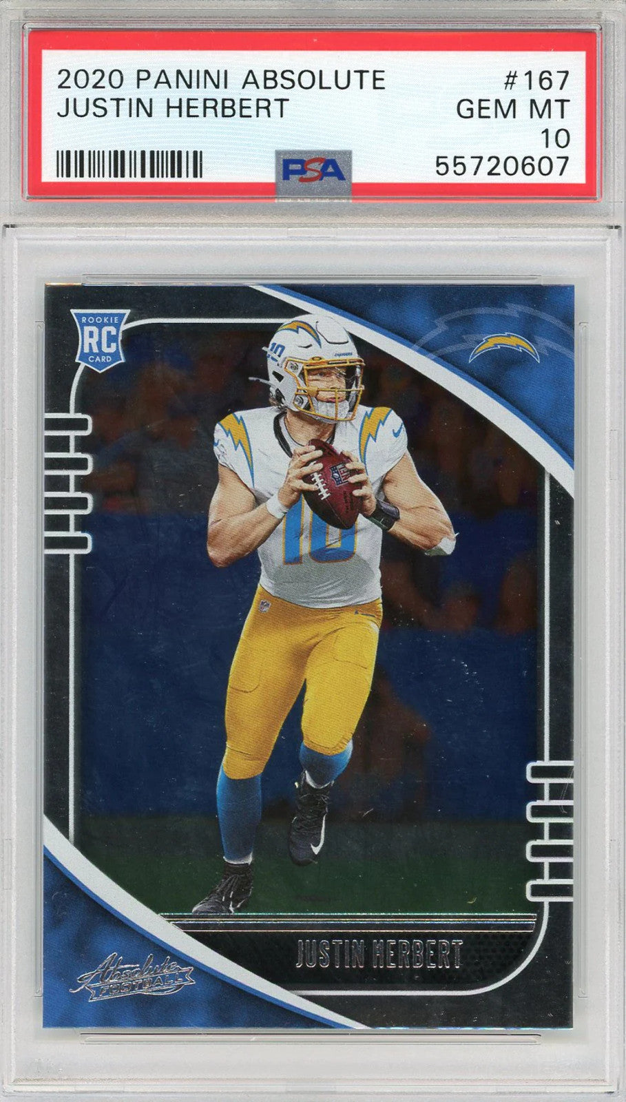 Justin Herbert 2020 Panini Absolute Rookie Card #167 (Psa)