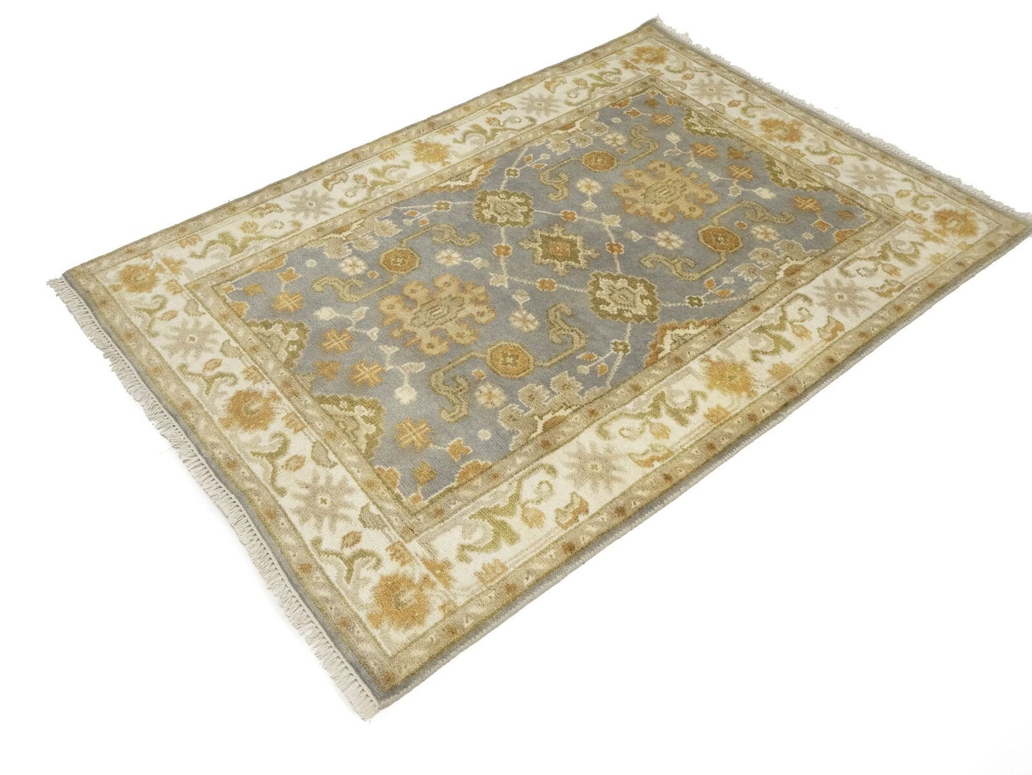 Handmade Classic Oushak Chobi Rug Floral Design
