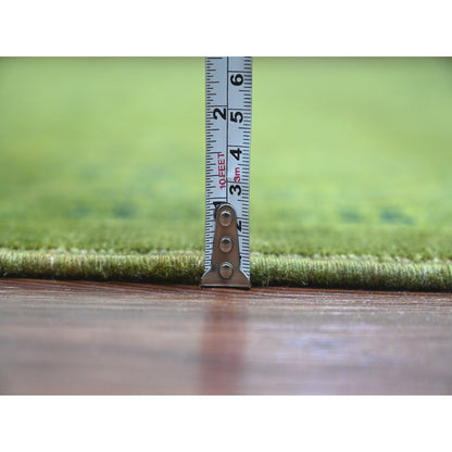 8'X9'6" Green Overdyed Kazak Medallions Design Hand Knotted 100% Wool Rug