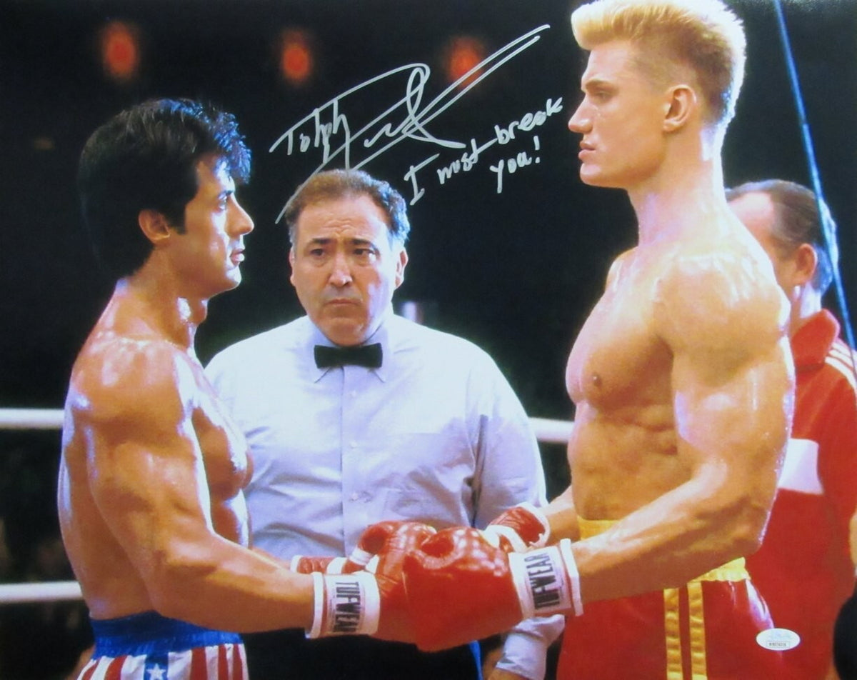 Dolph Lundgren Autographed/ Inscribed 16x20 Photo "Balboa vs Drago" JSA 184771