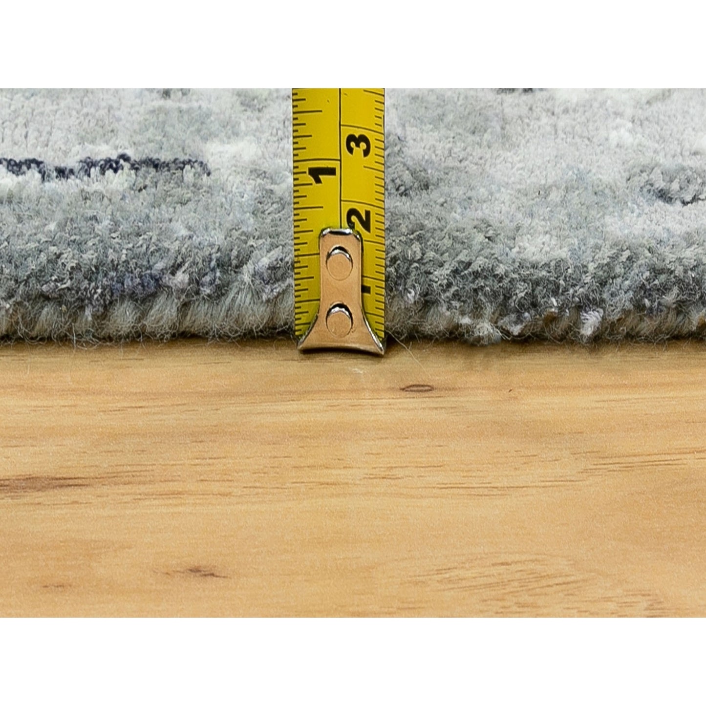 4'3"X10' Gray With Charcoal Black Hand Knotted Abstract Wool-Silk Rug