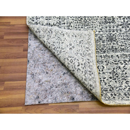 8'X9'10" White Undyed 100% Wool Hand Knotted Mamluk Dynasty Design Rug