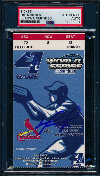 2004 World Series Game 4 Ticket Curse Reversed David Ortiz Signed/Auto Psa/Dna