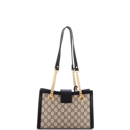 Gucci Padlock Chain Tote Gg Coated Canvas With Leather Small