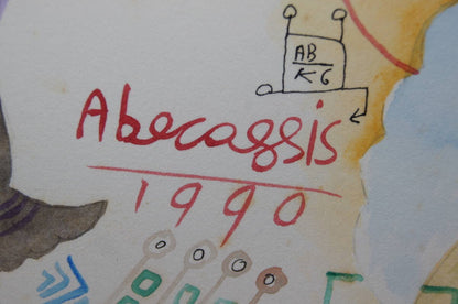 Raphael Abecassis (Israel) Original Watercolor On Paper Signed Framed 1990