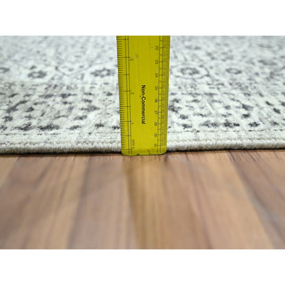 2'7"X12' Ivory Pre Historic Mamluk Design Hand Knotted Wool Runner Rug