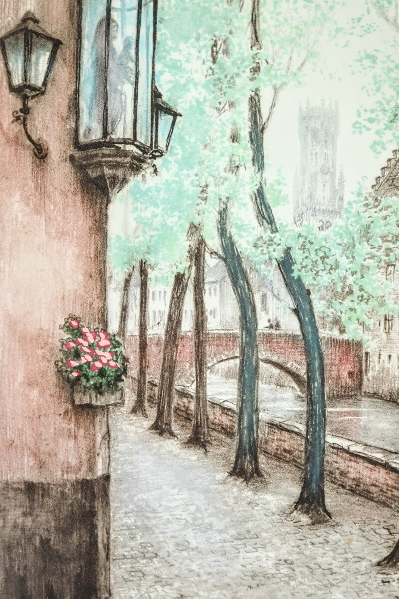 Francis Hebbelinck Etching "Brugge - Groenerei" Signed Limited Edition Belgium