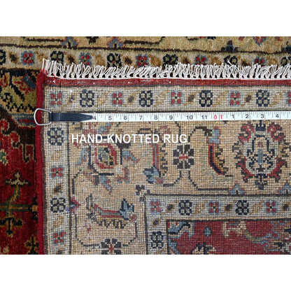 4'1"X9'10" Red Devil Hand Knotted Karajeh Design Wide Runner Oriental Rug