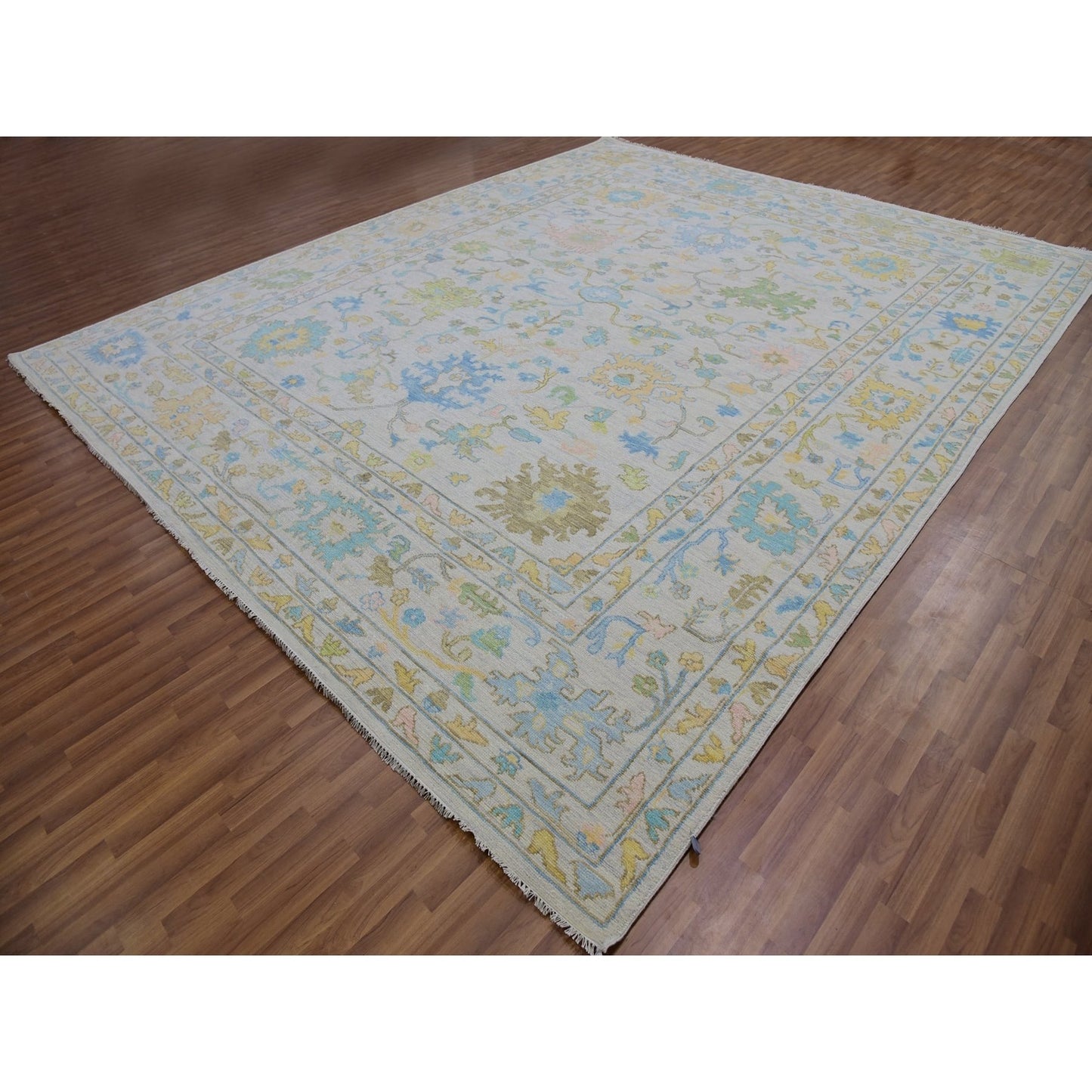 12'4"X14'10" White 100% Wool Oushak Weave Hand Knotted Oversized Rug