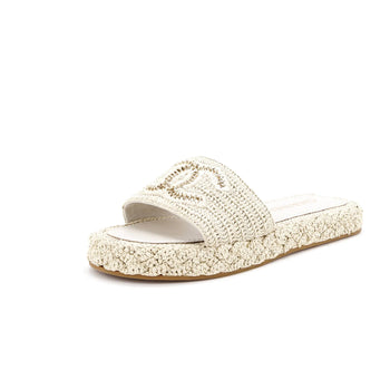 Chanel Women'S Cc Slide Mules Woven Raffia