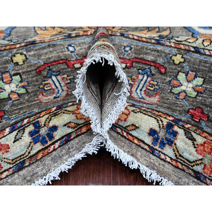 8'9"X12' Nevada Gray Peshawar Bijar Garus Design Hand Knotted Wool Rug