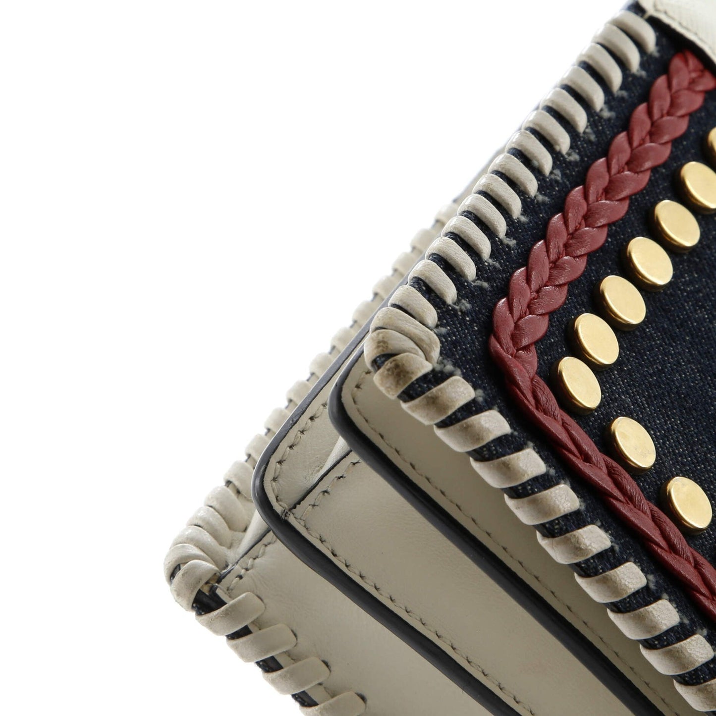 Prada Cahier Crossbody Bag Embellished Denim And Leather Small