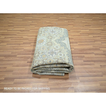 8'2"X10'4" Pistachio Green Mamluk Design Wool Hand Knotted Oriental Rug