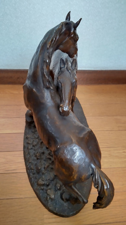 Pierre-Jules Mne "Deux Chevaux" Original Bronze Horse Sculpture 42Cm Signed