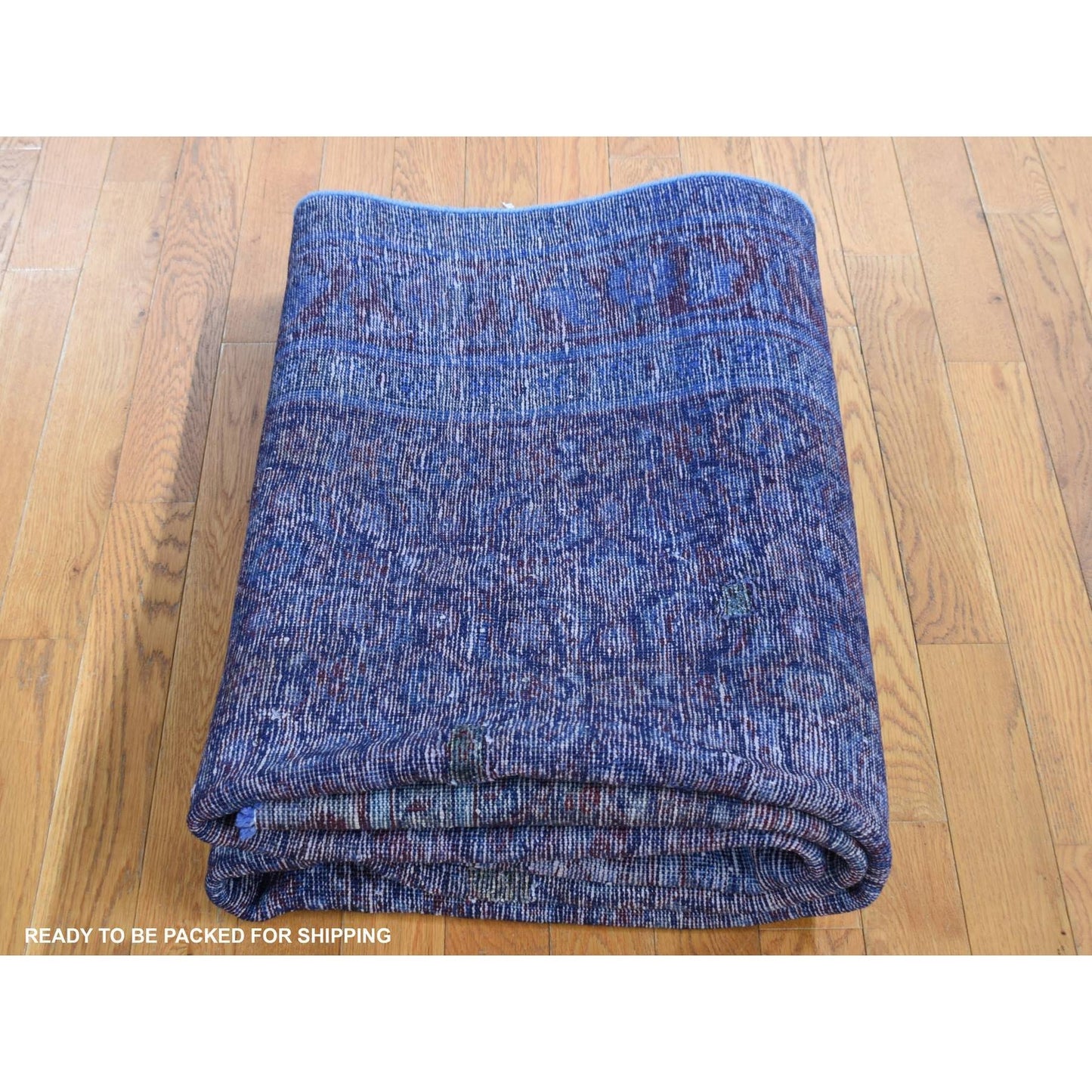 5'1"X10' Blue Hand Knotted Wool Zoroastrian Musel Wide Runner Rug