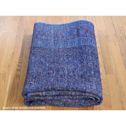 5'1"X10' Blue Hand Knotted Wool Zoroastrian Musel Wide Runner Rug