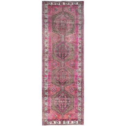 3'6"X10'9" Multicolored Soft Wool Zoroastrian Heris Runner Oriental Rug