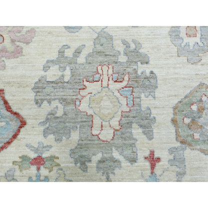 8'2"X10' Ivory Hand Knotted Afghan Angora Oushak Pure Wool Rug