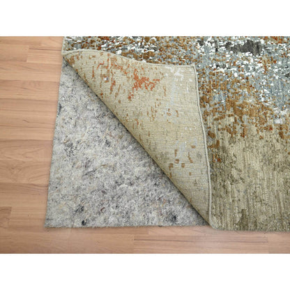 6'1"X9'1" Gray-Brown Abstract Design Pure Wool Hand Knotted Oriental Rug