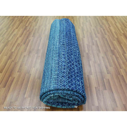 10'X14'1" Blue Chiaroscuro Collection Hand Knotted Wool Oriental Rug