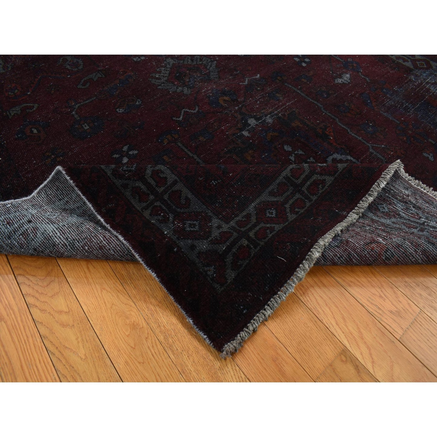 5'4"X9'5" Red Overdyed Dark Baktiarjoon Handmade Wool Wide And Long Rug