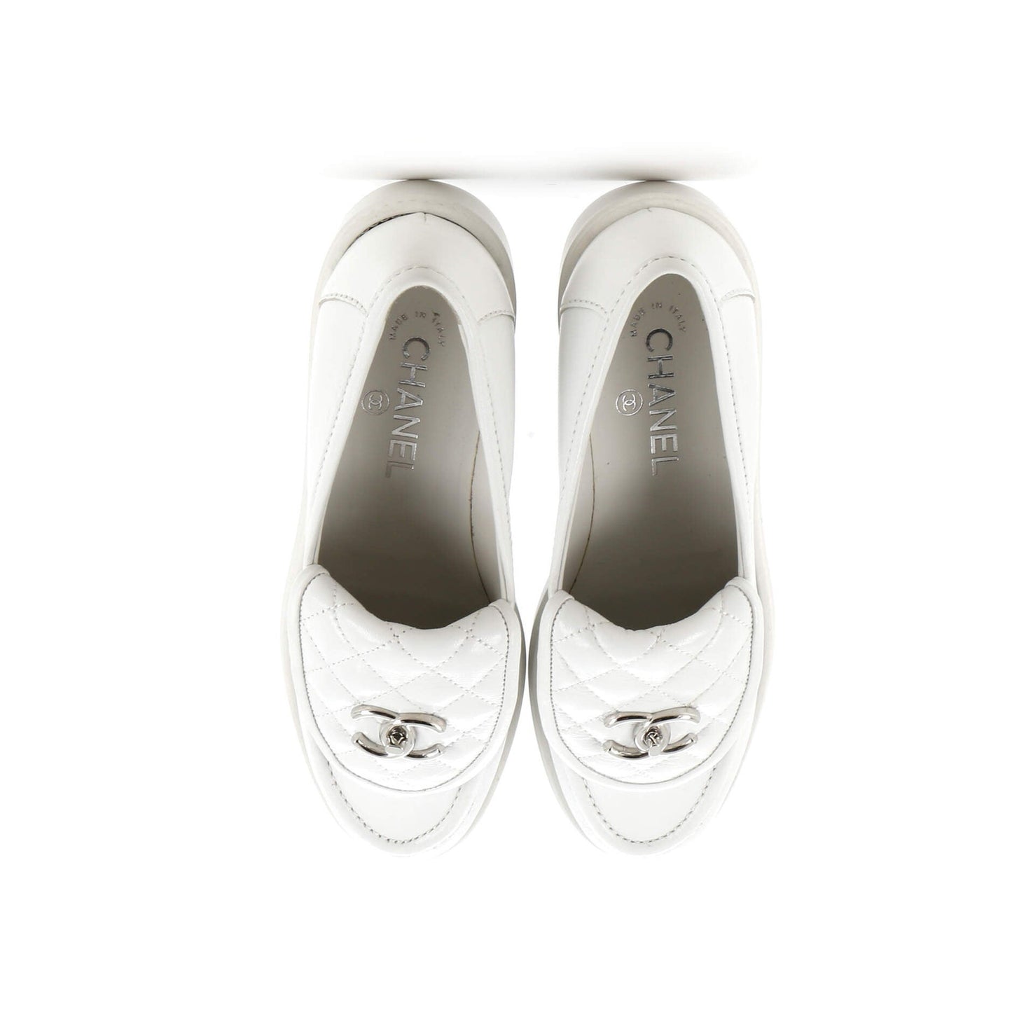 Chanel Women'S Cc Loafers Quilted Leather