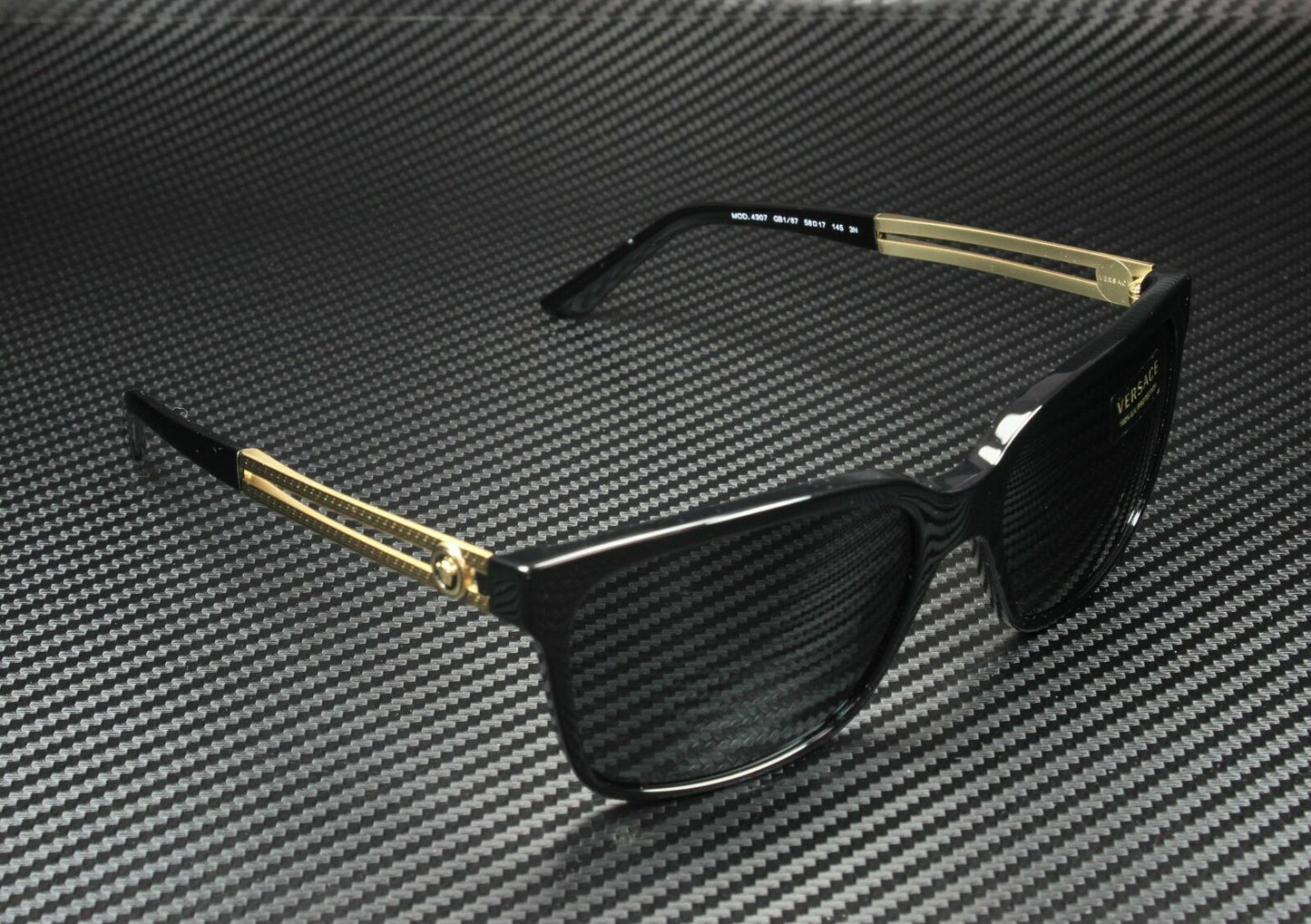 Versace Ve4307 Gb1 87 Black Grey Lens Men'S Square Sunglasses 58Mm