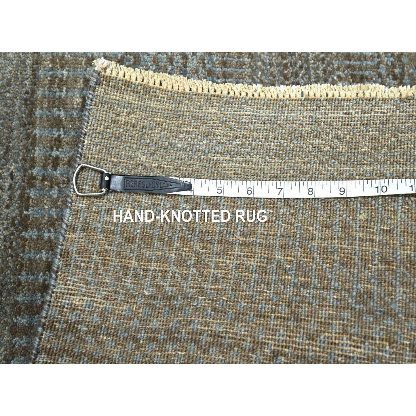 2'X3' Mocha Brown Modern Grass Design Hand Knotted 100% Wool Mat Rug