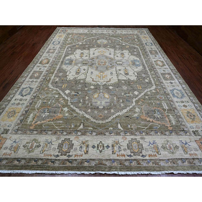 10'X13'8" Cedar Brown Seeripe Heris Revival Ghazni Wool Hand Knotted Rug