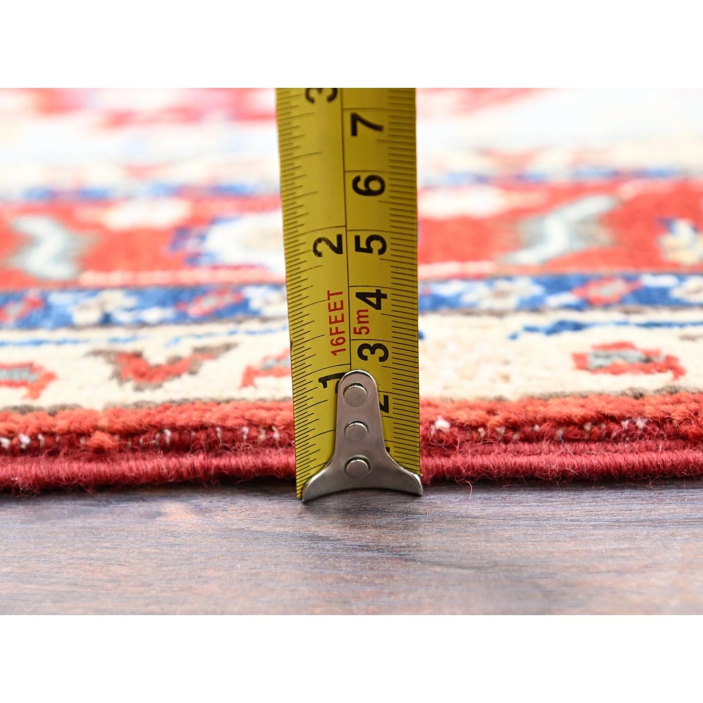 4'X6' Blue Seeripe Heris Design Soft Wool Hand Knotted Oriental Rug