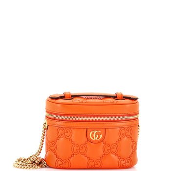 Gucci Top Handle Vanity Chain Bag Gg Matelasse Leather Mini