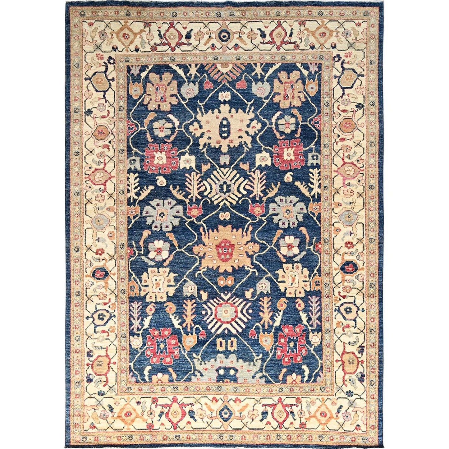 10'1"X14'1" Yale Blue Afghan Oushak Hand Knotted Wool Supple Collection Rug