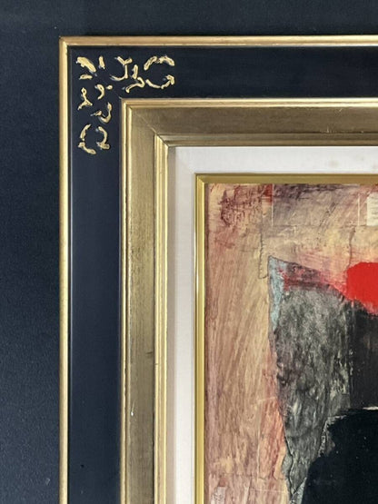 Juan Castilla Lady in Red Hat Original Mixed Media Painting | Modern Spanish