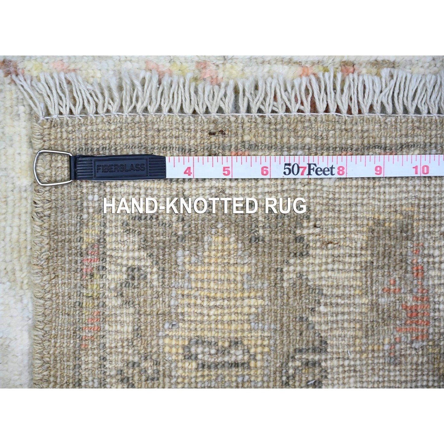 3'X16' Moss Green Afghan Angora Oushak Wool Hand Knotted Xl Runner Rug