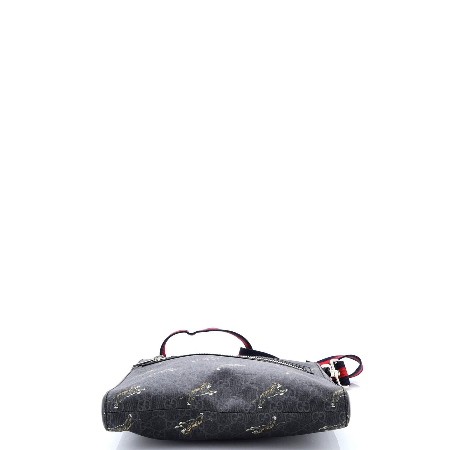 Gucci Web Strap Front Zip Messenger Bag Printed Gg Coated Canvas Medium