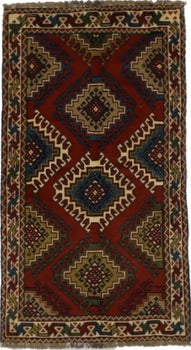 3'4X6'3 ft Handmade Wool Oriental Rug Geometric