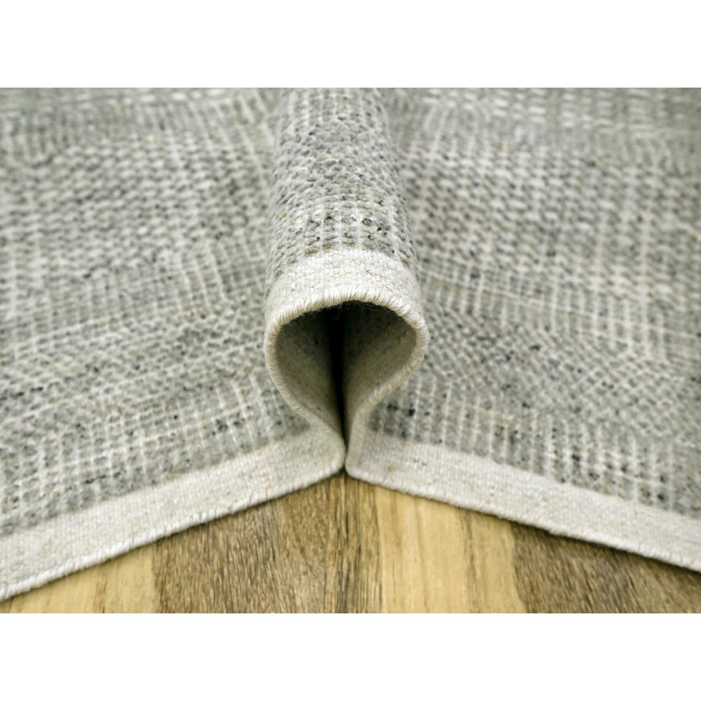 6'1"X9' Gray Natural Wool Rug Hand Knotted Oxidized Grass Design Oriental