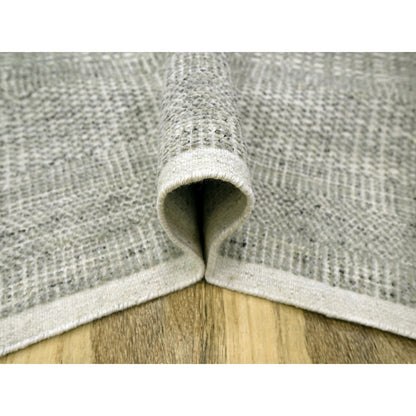 6'1"X9' Gray Natural Wool Rug Hand Knotted Oxidized Grass Design Oriental