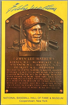 Eddie Mathews Autographed Hall Of Fame Plaque