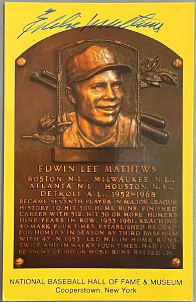 Eddie Mathews Autographed Hall Of Fame Plaque