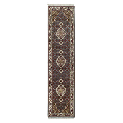 2'X8'5" Gray Tebraz Mahi 175 Kpsi Wool Hand Knotted Runner Rug