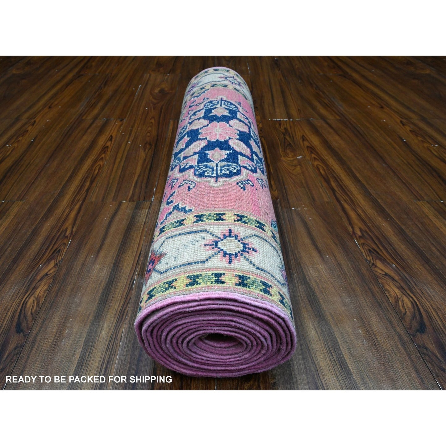 2'6"X15'6" Azalea Pink Pure Wool Fusion Kazak Runner Oriental Rug