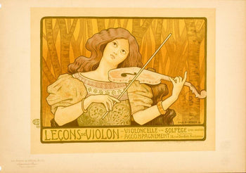 Berthon Maitres De L'Affiche Original Poster Vintage Lecons Violon Done  1896