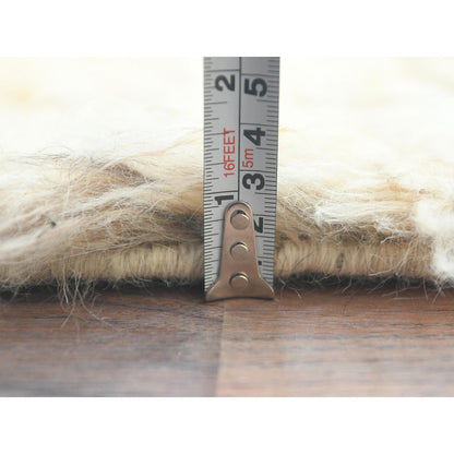 10'1"X10'1" Bone Ivory Wool Hand Knotted Moroccan Berber Round Rug